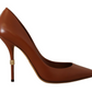 Elegant Leather Pumps in Rich Brown Hue