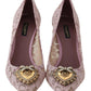 Elegant Pink Lace Heels with Heart Embellishment
