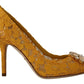 Rainbow Lace Crystal Pumps - Yellow Elegance
