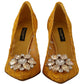 Rainbow Lace Crystal Pumps - Yellow Elegance