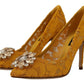 Rainbow Lace Crystal Pumps - Yellow Elegance