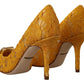 Rainbow Lace Crystal Pumps - Yellow Elegance