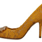 Rainbow Lace Crystal Pumps - Yellow Elegance