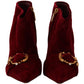 Elegant Bordeaux Velvet Ankle Boots