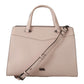 Elegant Light Pink Leather Tote Shoulder Bag