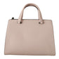 Elegant Light Pink Leather Tote Shoulder Bag