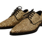 Elegant Golden Sequined Brogue Dress Shoes