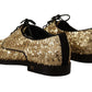 Elegant Golden Sequined Brogue Dress Shoes