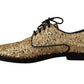 Elegant Golden Sequined Brogue Dress Shoes