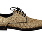 Elegant Golden Sequined Brogue Dress Shoes