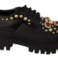 Elegant Crystal-Embellished Derby Shoes