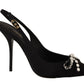 Glamorous Crystal-Embellished Slingback Heels