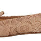 Elegant Beige Lace Ballet Flats with Crystal Buckle