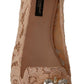 Elegant Beige Lace Ballet Flats with Crystal Buckle