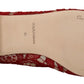 Radiant Red Lace Ballet Flats with Crystal Buckle