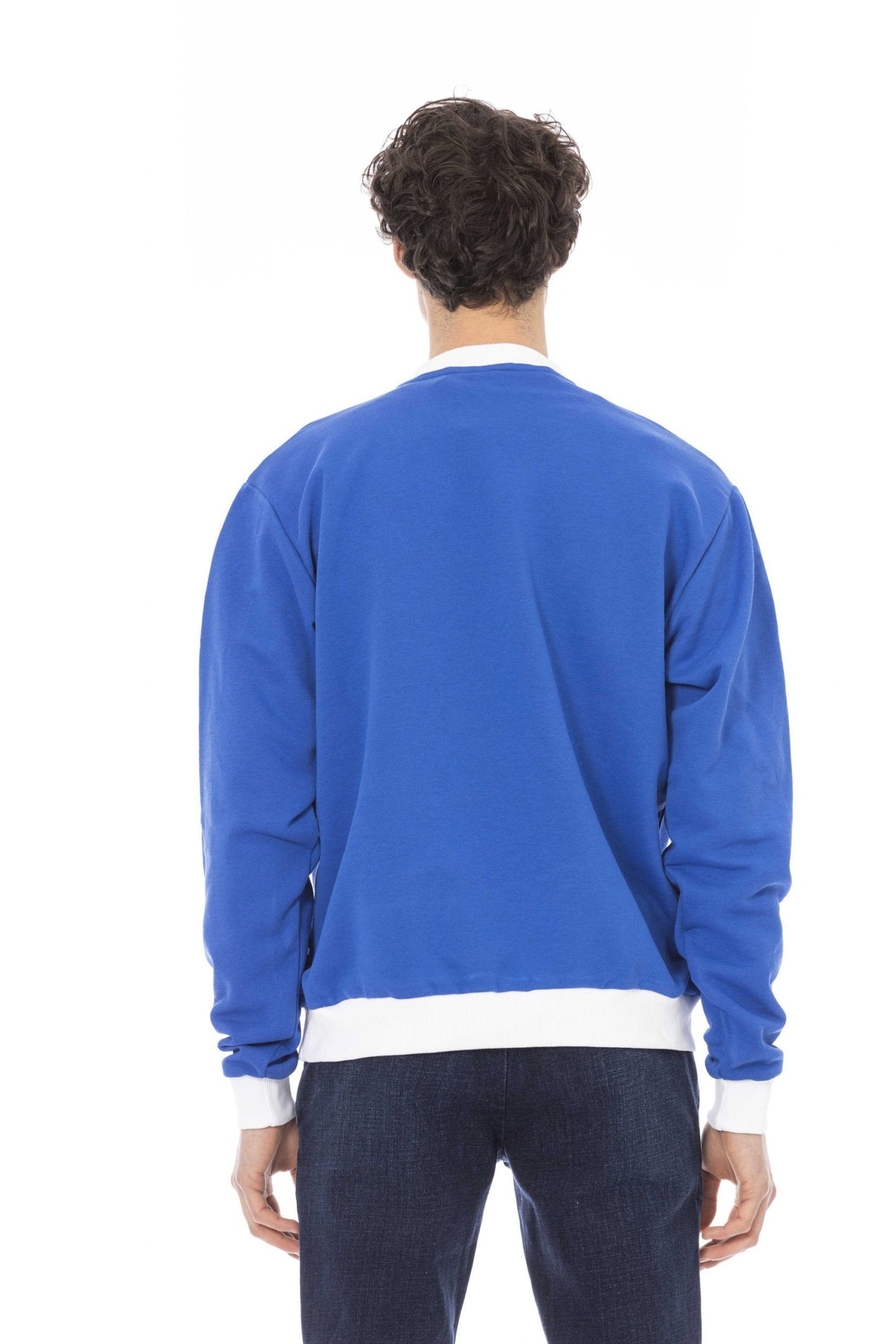 Blue Cotton Men Sweater