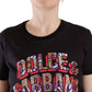 Chic Black Crew Neck Logo Tee