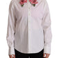 Elegant Floral Sequined Collared Shirt