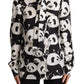 Chic Panda Print Silk Blouse