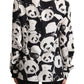 Chic Panda Print Silk Blouse