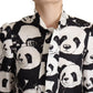 Chic Panda Print Silk Blouse