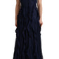Elegant Navy Blue Sweetheart Ruffled Dress