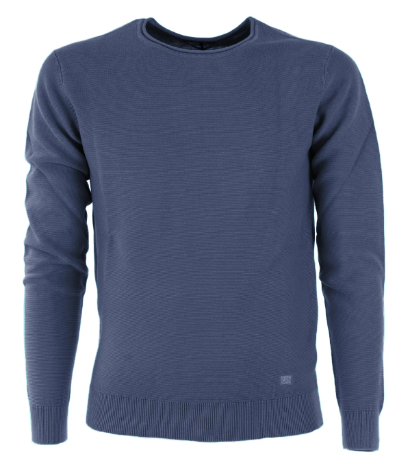 Blue Cotton Men Sweater