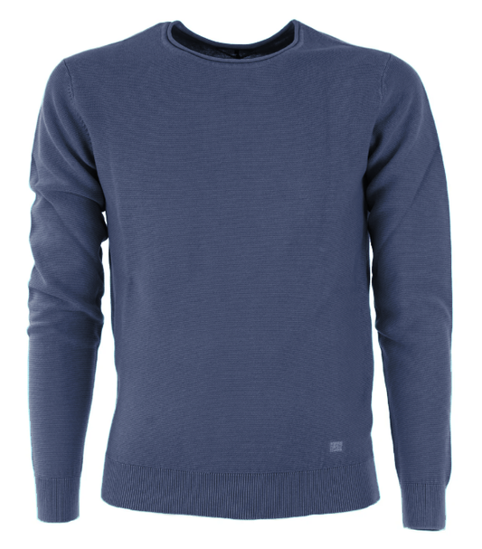 Blue Cotton Men Sweater