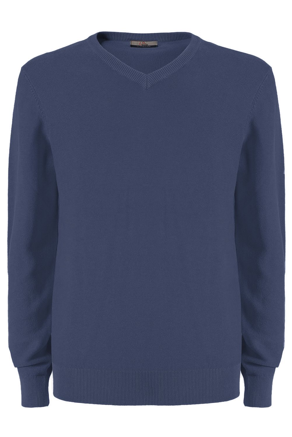 Blue Cotton Men Sweater