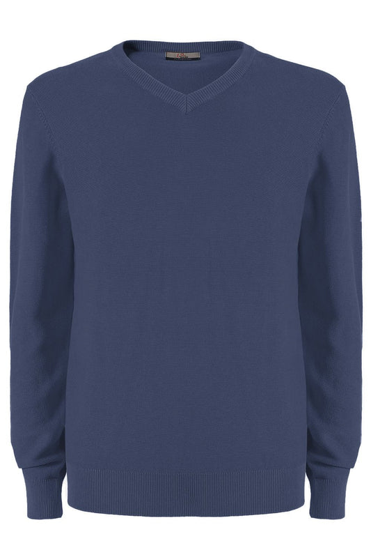 Blue Cotton Men Sweater
