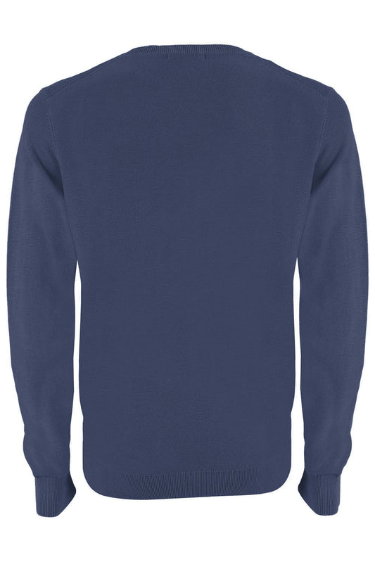 Blue Cotton Men Sweater
