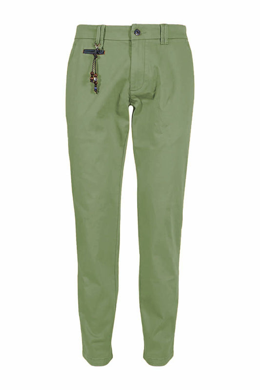 Green Cotton Men Trouser