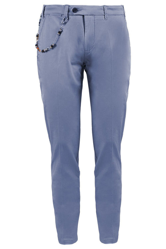 Blue Cotton Men Trouser