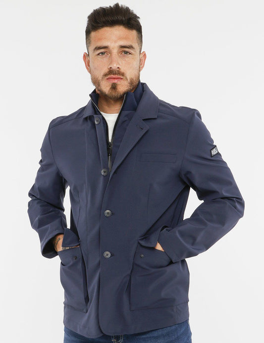 Blue Polyester Men's Jacket