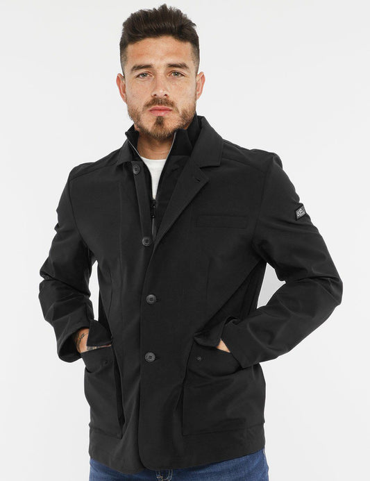 Black Polyester Men Jacket