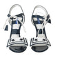 Striped Elegance Leather Heel Sandals