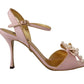 Elegant Silk Blend Pink Ankle Strap Heels