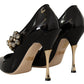 Elegant Patent Leather Crystal Pumps