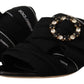 Elegant Black Crystal-Embellished Slides