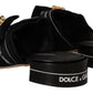 Elegant Black Crystal-Embellished Slides