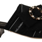 Elegant Black Crystal-Embellished Slides