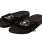Elegant Floral Lace Crystal-Embellished Slides