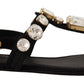 Elegant Crystal Embellished Leather Sandals