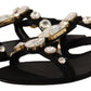 Elegant Crystal Embellished Leather Sandals