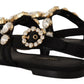Elegant Crystal Embellished Leather Sandals