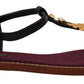 Embroidered Flat Leather Sandals