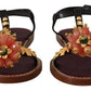 Embroidered Flat Leather Sandals