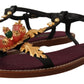 Embroidered Flat Leather Sandals