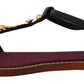 Embroidered Flat Leather Sandals