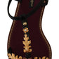 Embroidered Flat Leather Sandals